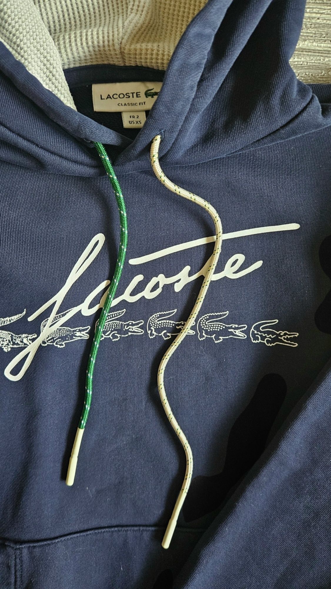 Bluza Lacoste męska kangurka z kapturem sportowa stylowa XS S granat