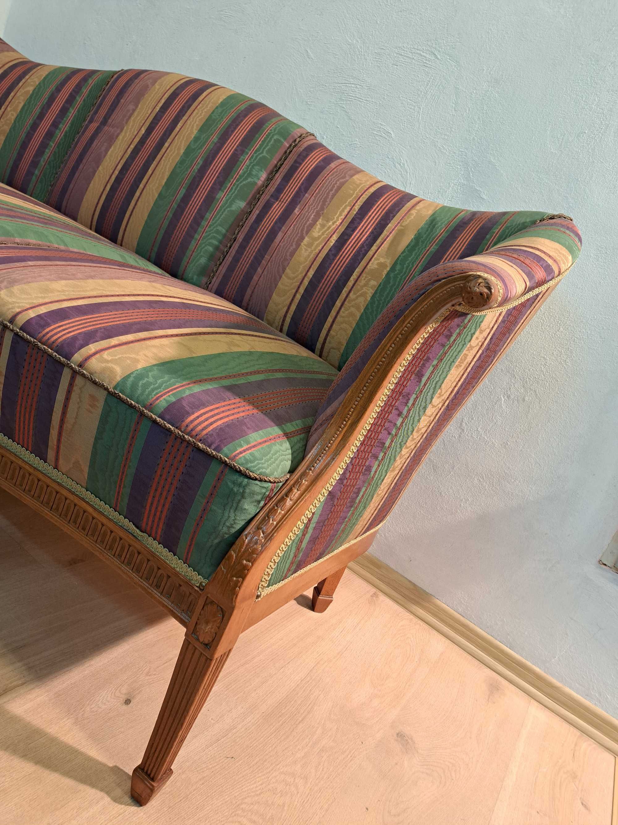 Sofa kanapa fotele wypoczynek Ludwik Filip francuski jedwab XIX W