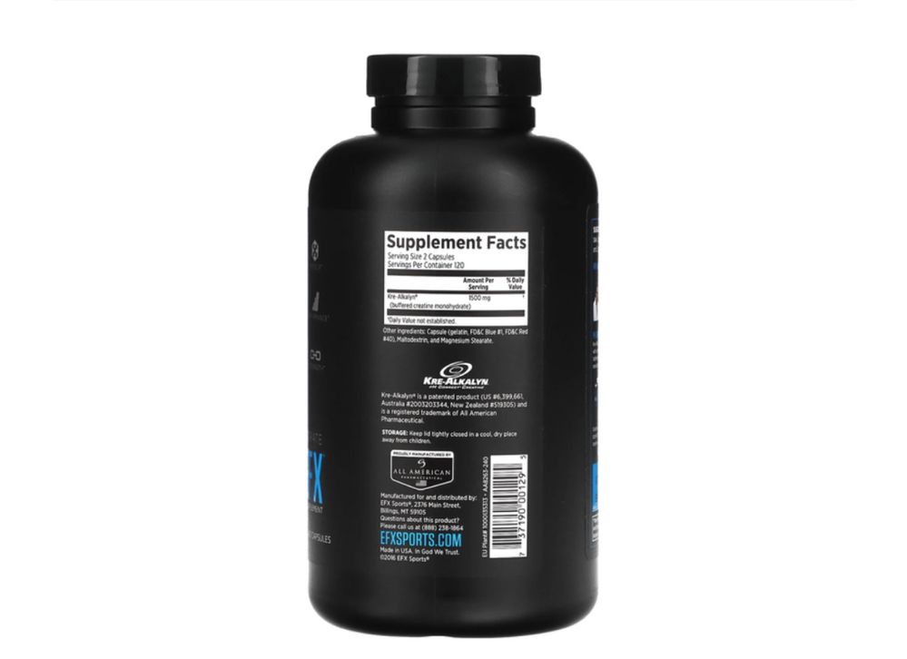 Креатин EFX Sports, Kre-Alkalyn EFX, 120 Capsules