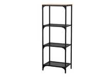 Regał IKEA FJÄLLBO – metal + lite drewno, rustykalny styl
