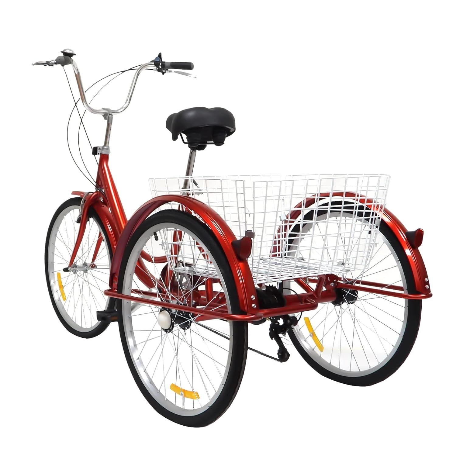 EurHomePlus Rower trójkołowy 24", czerwony, 6-biegowy, dla dorosłych,