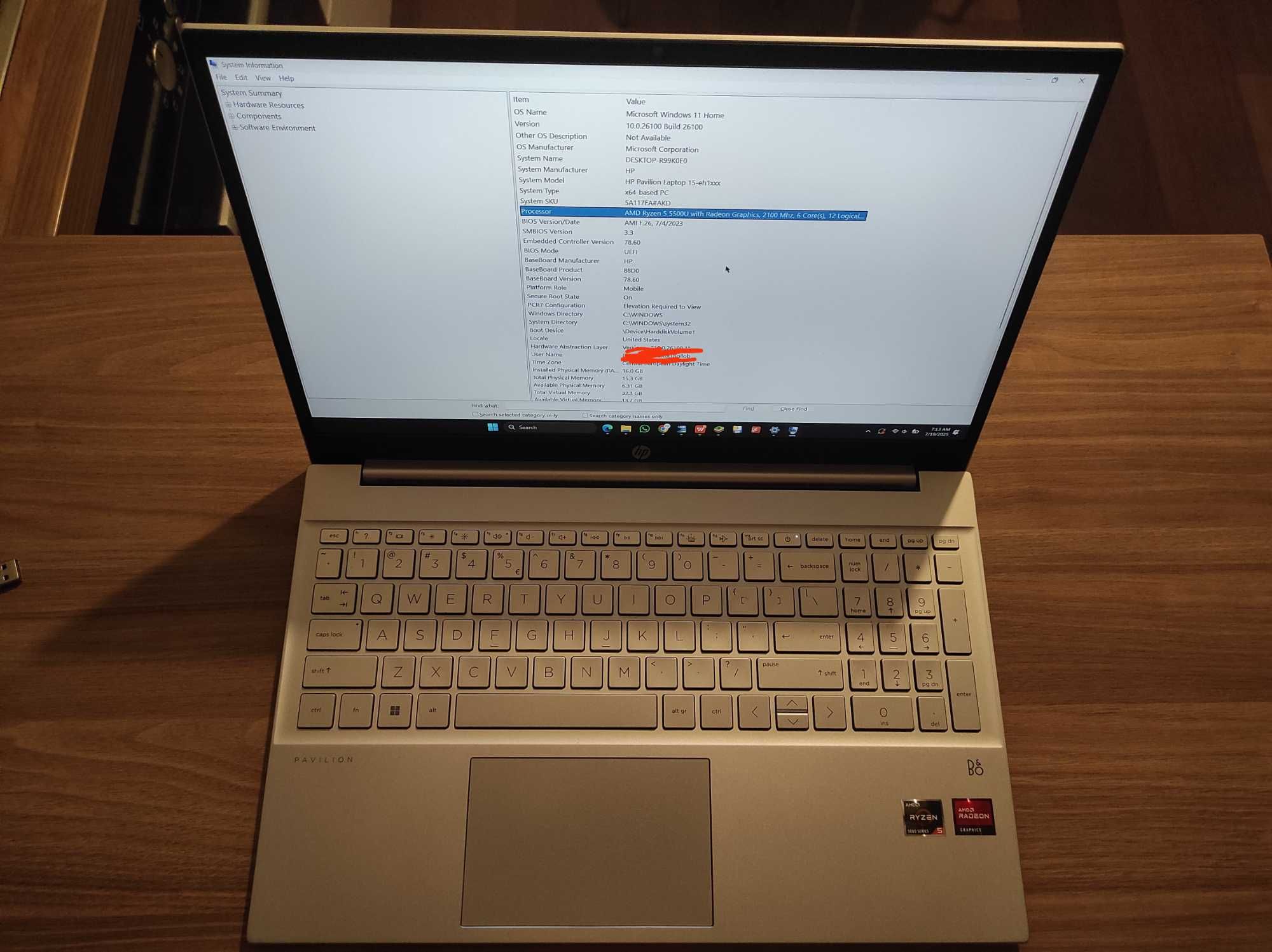 Laptop HP Pavilion Ryzen 5 / 16GB RAM / 512GB SSD – Stan Bardzo Dobry