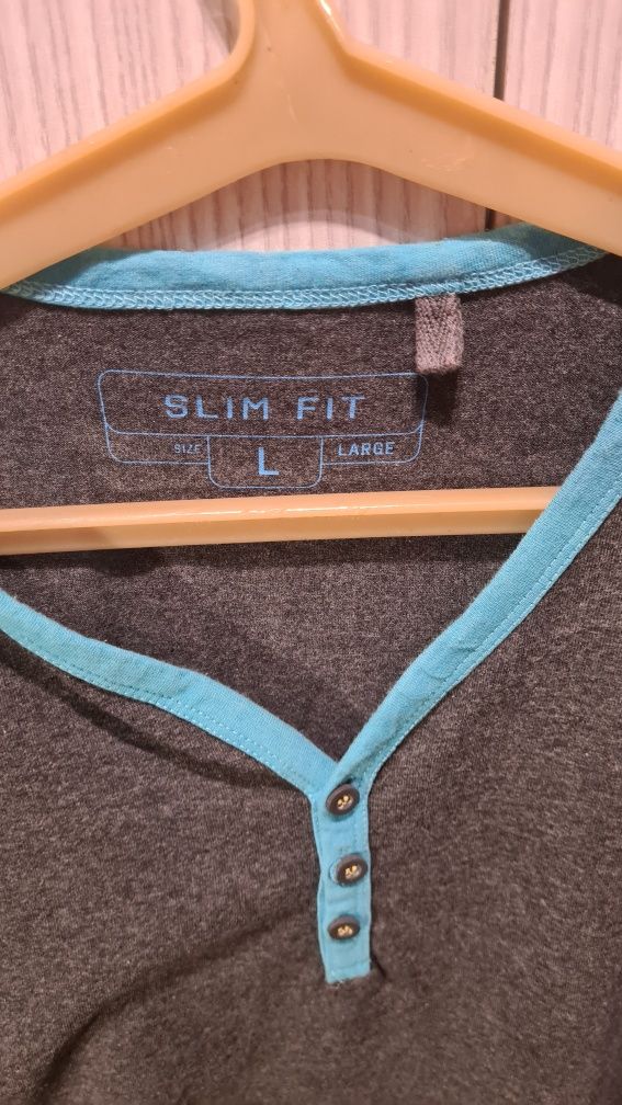 Męska Szara Koszulka (L), Slim Fit