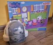 Zestaw szczekający piesek i duże puzzle Świnka Peppa
