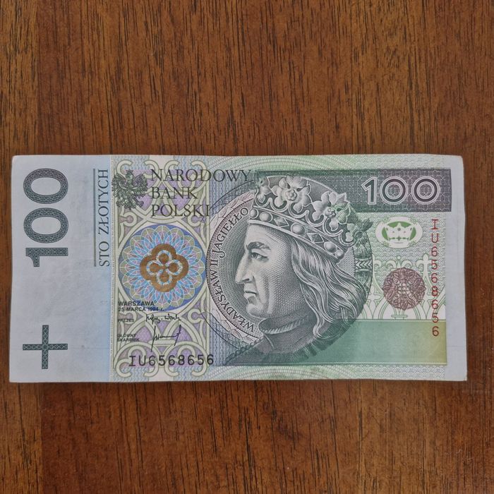 Banknot 100 zł Seria UI 1994r. RADAR!