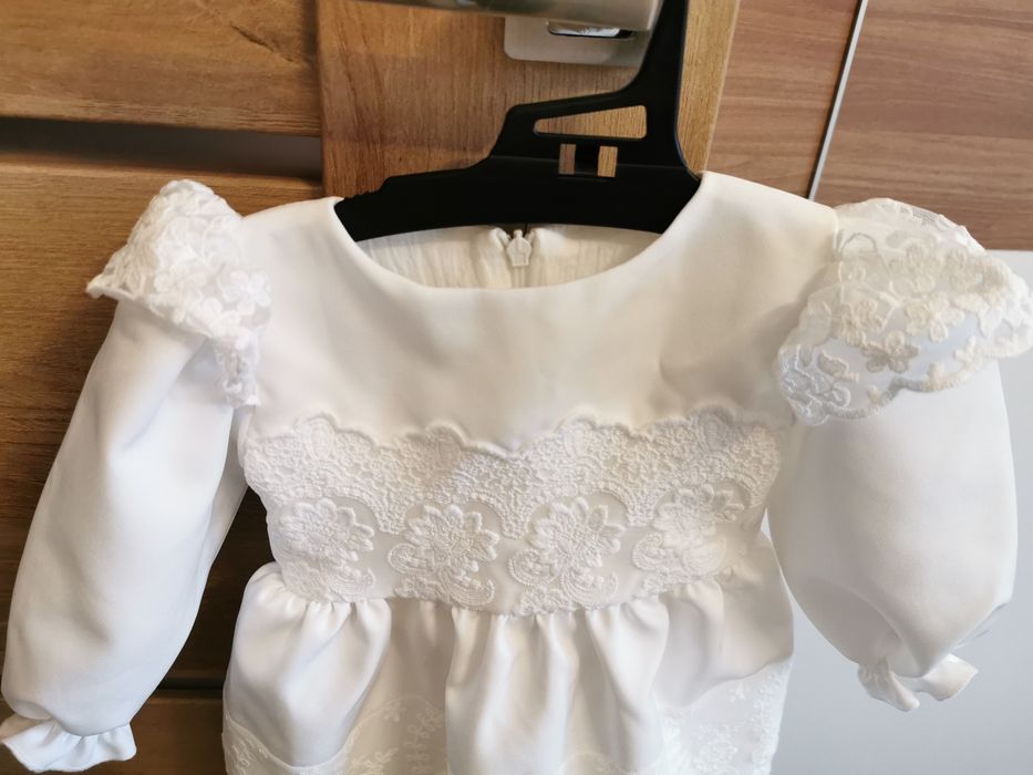 Sukienka ecru na chrzest 62-68 Sophie design.