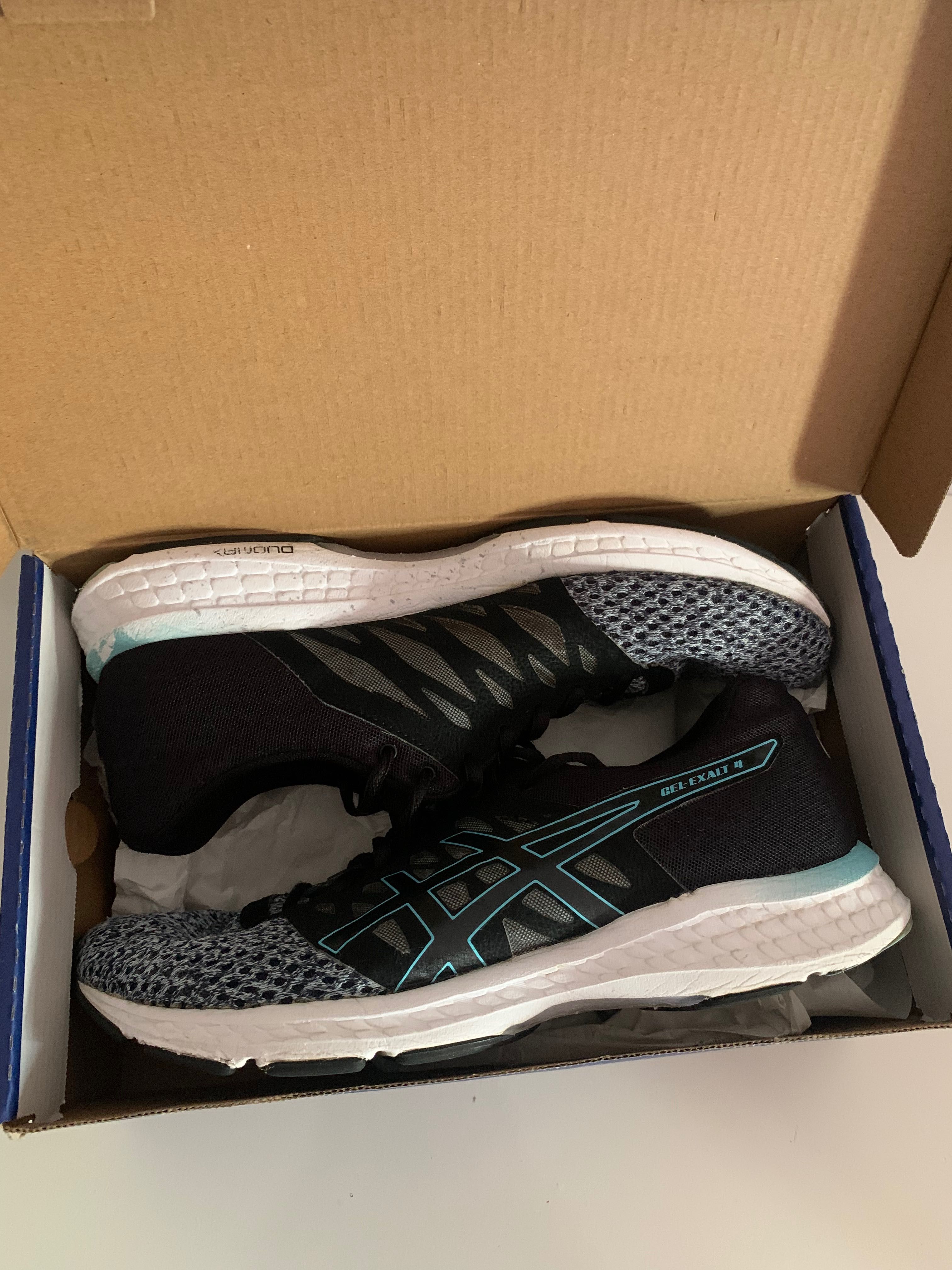 Sapatilhas de corrida asics gel exact 4 preto cinzento azul 42.5