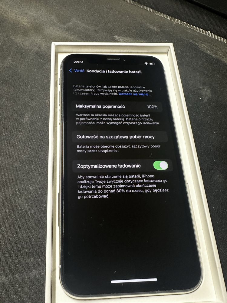 Iphone X biały 256gb 100% bateria jak nowy