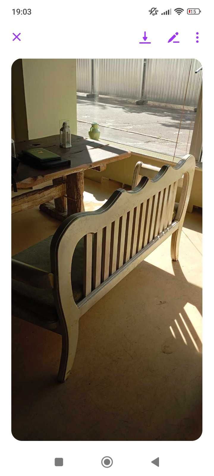 Big wooden table and a big sofa