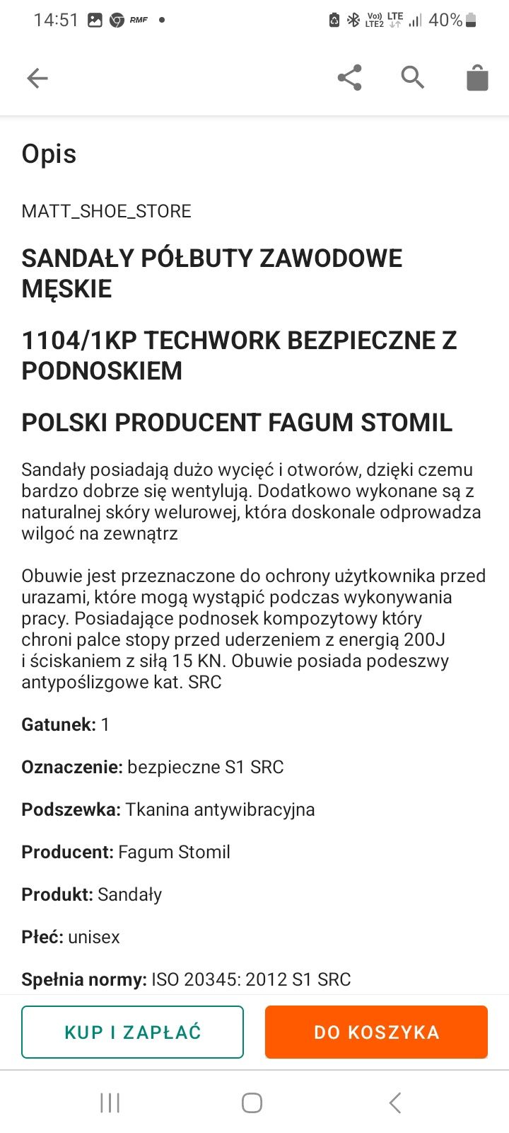 Sandały robocze półbuty