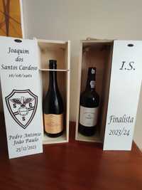 Caixa de vinho em Madeira c/personalizado a gosto