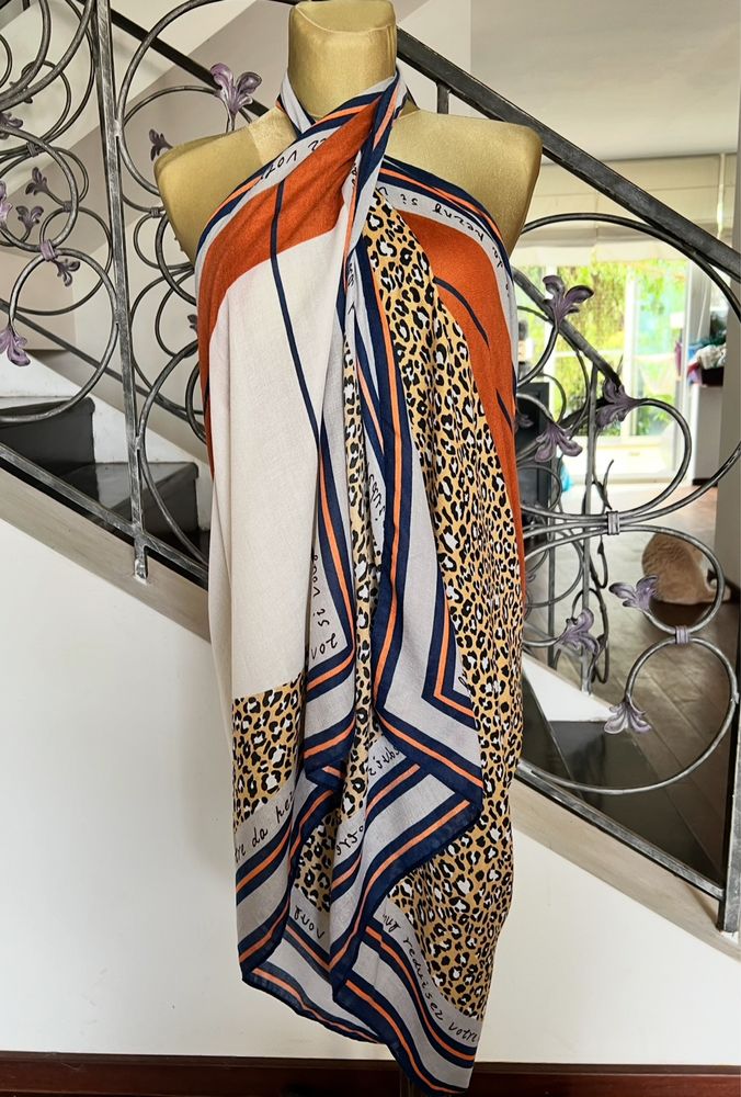 Chusta lniana szal pareo sarong z lnu len 180 cm x 90 cm plaża lato