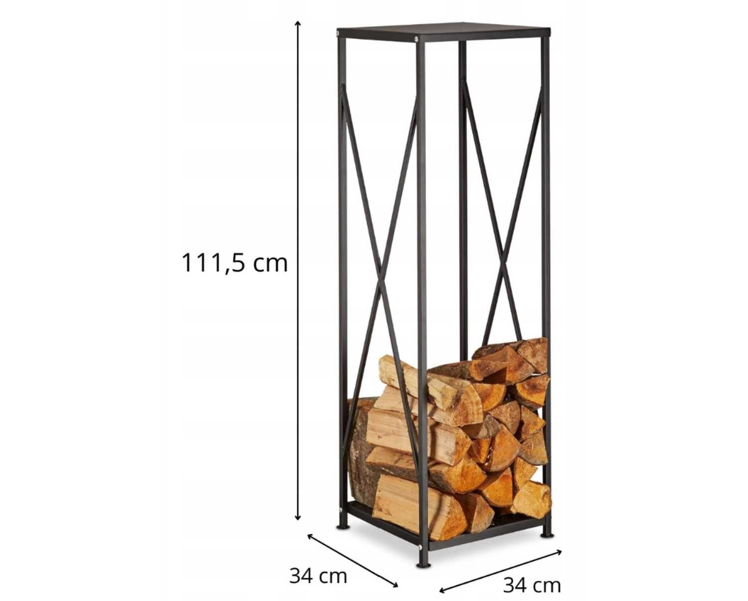 Wysoki Stojak Kosz Regał Na Drewno Kominkowe Metalowy 111x34 cm