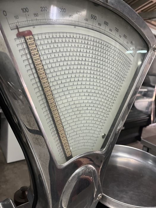 Balança antiga em inox com pesos MEDINES 20kg