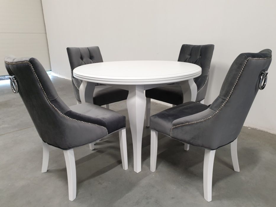 Stół okrągły+4 krzesła chesterfield wygodne pikowane Producent