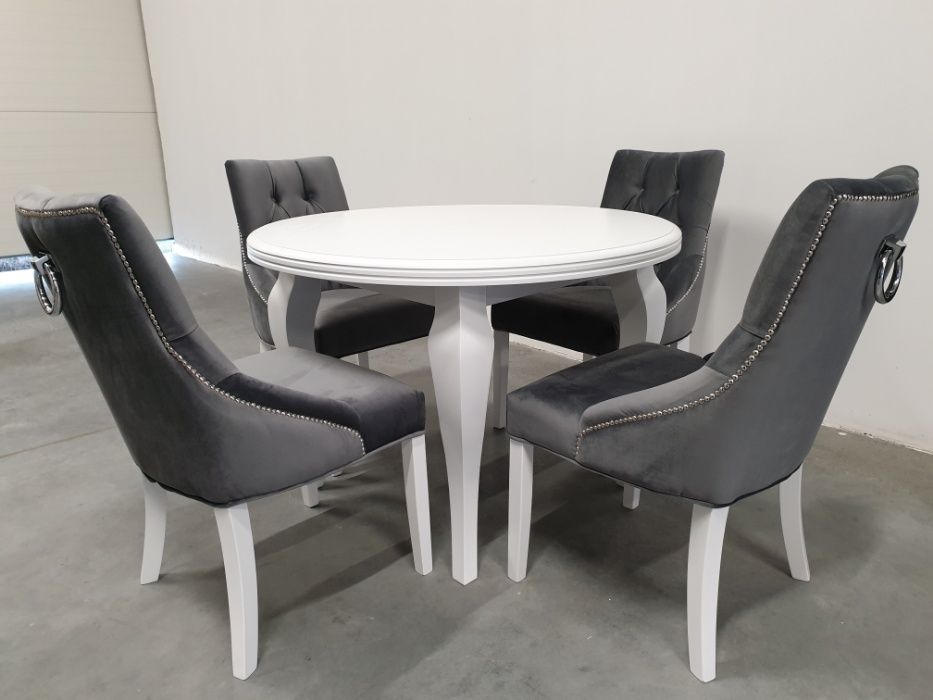 Komplet glamour-stół okrągły+4 krzesła chesterfield pikowane Producent