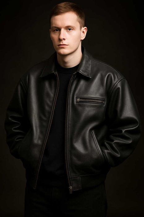 Kurtka skórzana męska bomberka lata 90