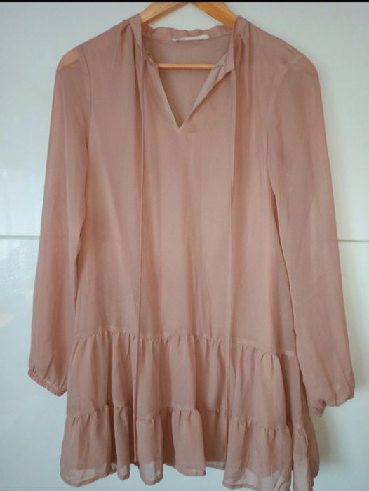 Sukienka na co dzień, z falbanka, długi rękaw, NOWA