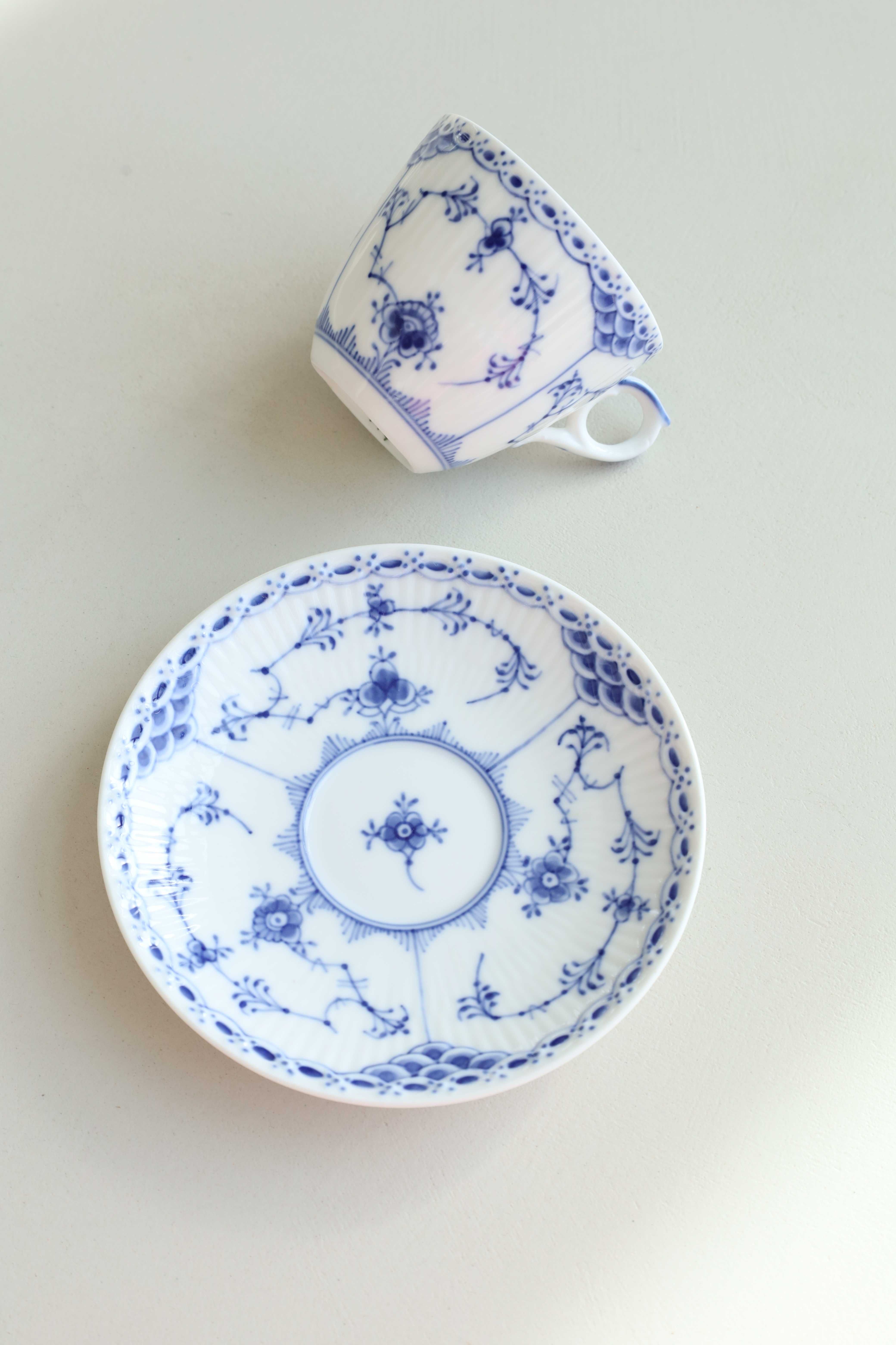 filiżanka duo Royal Copenhagen Blue Fluted stara porcelana