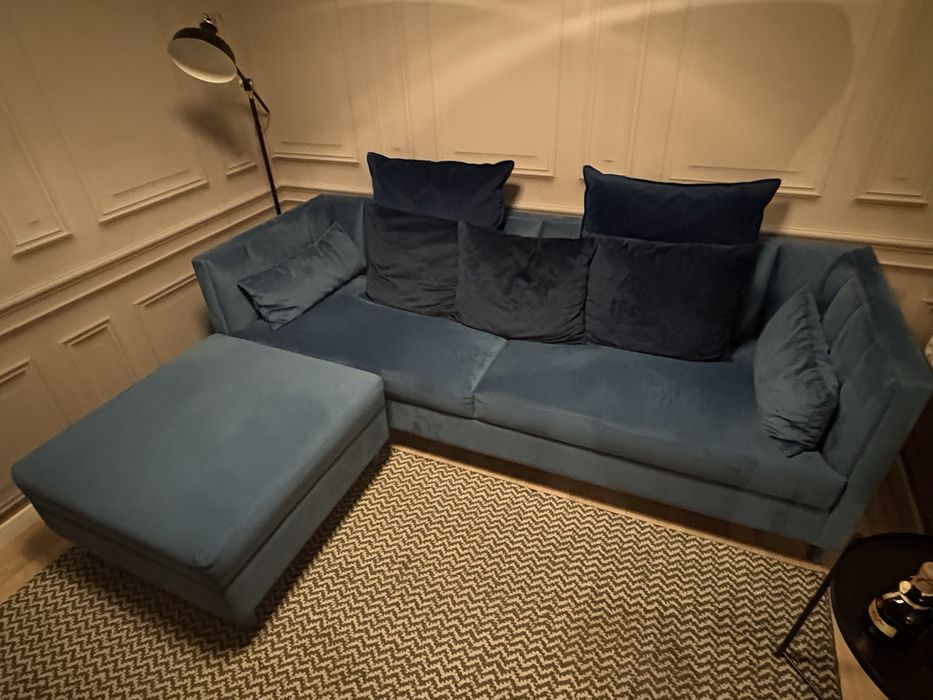 Sofa Com ou sem Chase Long 2.30 por 1,60 em Veludo Azul