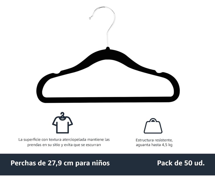 Pack de 50 cabides de veludo de criança