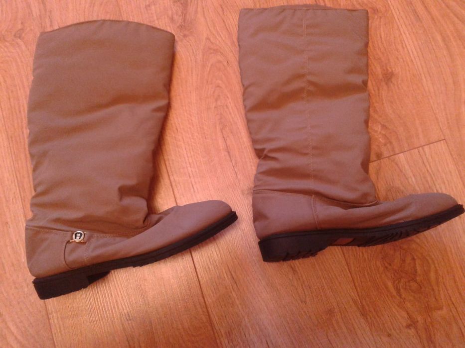 Buty kozaki, kolor taupe, rozmiar 37, nowe, ekoskóra