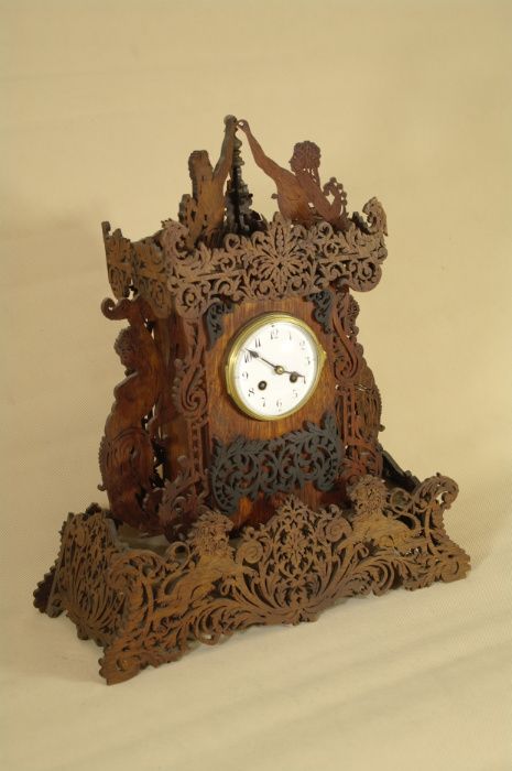 Jappy Freres zegar stojący kominkowy piękny drewniany Rzadkość --