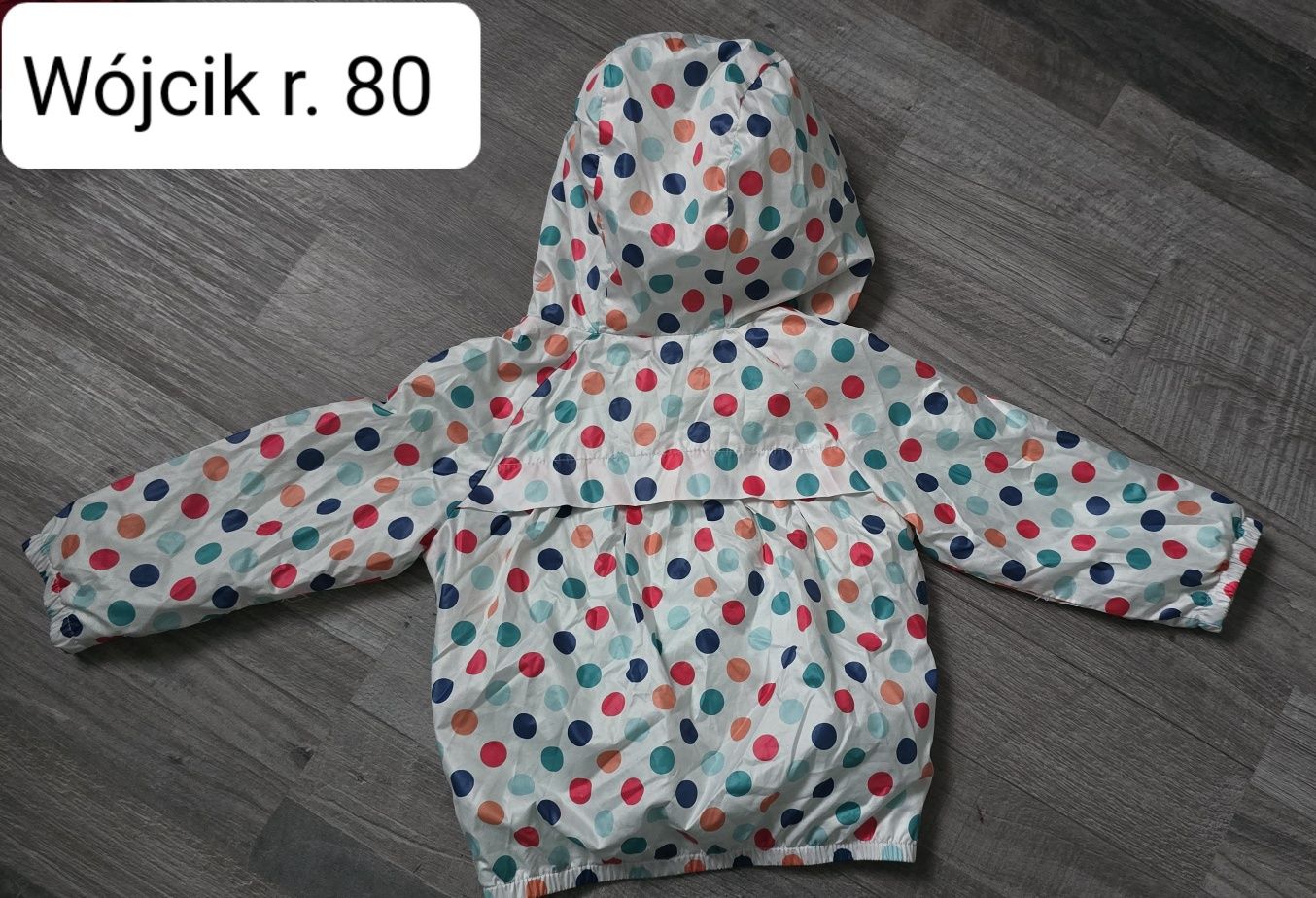 Kurtka na bawełnianej podszewce kaptur kropki Wójcik rozm 80
