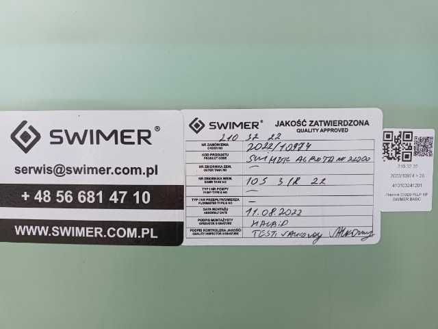 Zbiornik nowy do RSM  Swimer 22000