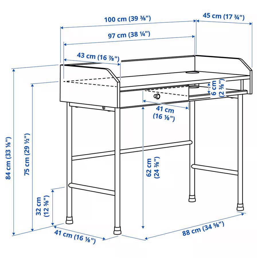 Secretária HAUGA IKEA Cinzenta