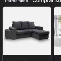 Sofá 3 lugares + chaise longue + 2 pufs