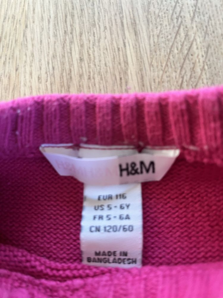 Sweterek cyklamenowy - h&m - 116 cm