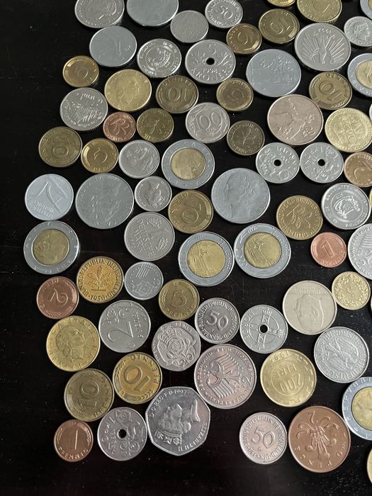 Kolekcja monet, marki niemieckie, liry włoskie, deutsche mark, 1950r.+