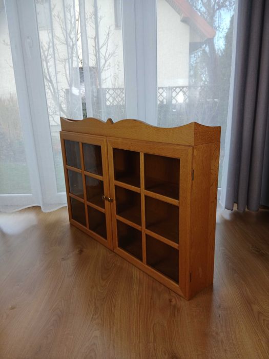 Dębowa szafka z koroną wisząca komoda regał półki Lodowe szyby Szwecja