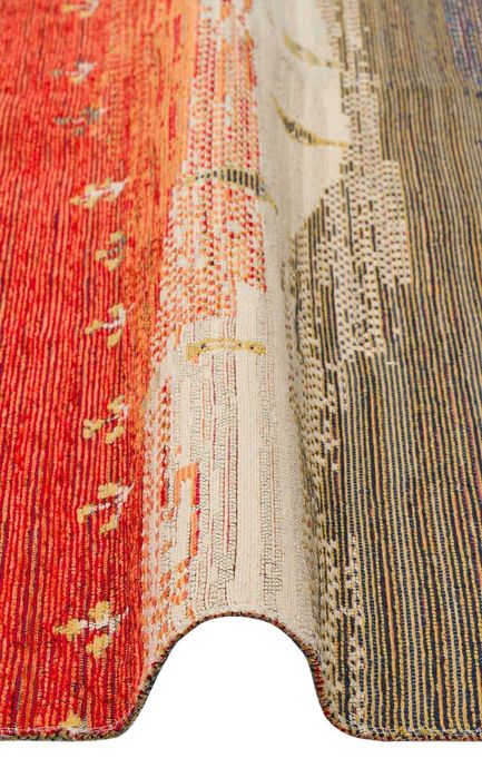 Dwustronny Dywan Kilim do Prania w Abstrakcyjny Wzór Krajobrazu 80x150