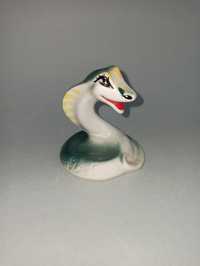 Wąż kobra figurka porcelanowa Tarnopol Ukraina ZSRR vintage żmija