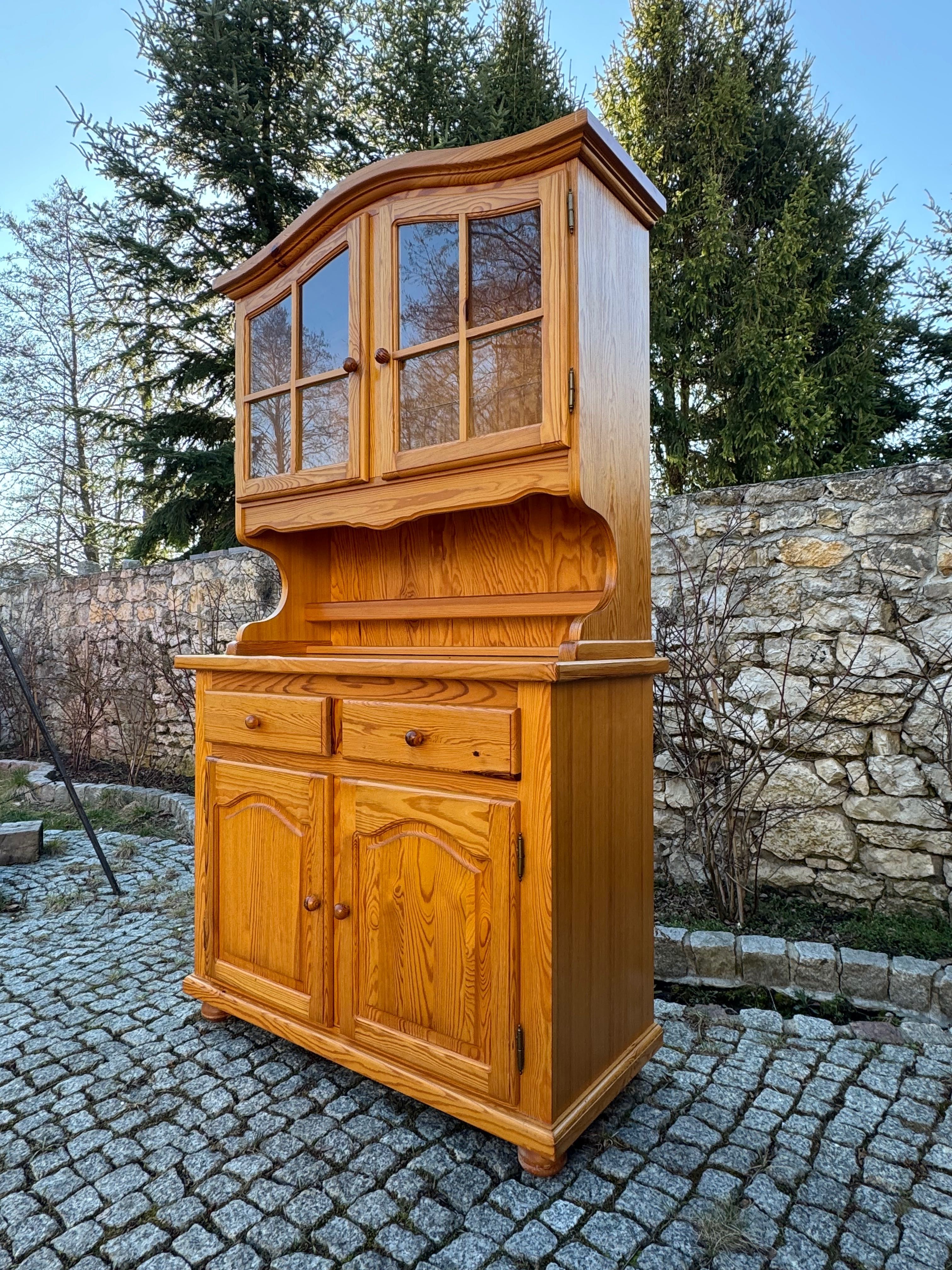 Kredens witryna sosnowa biblioteczka komoda z nadstawką drewniana