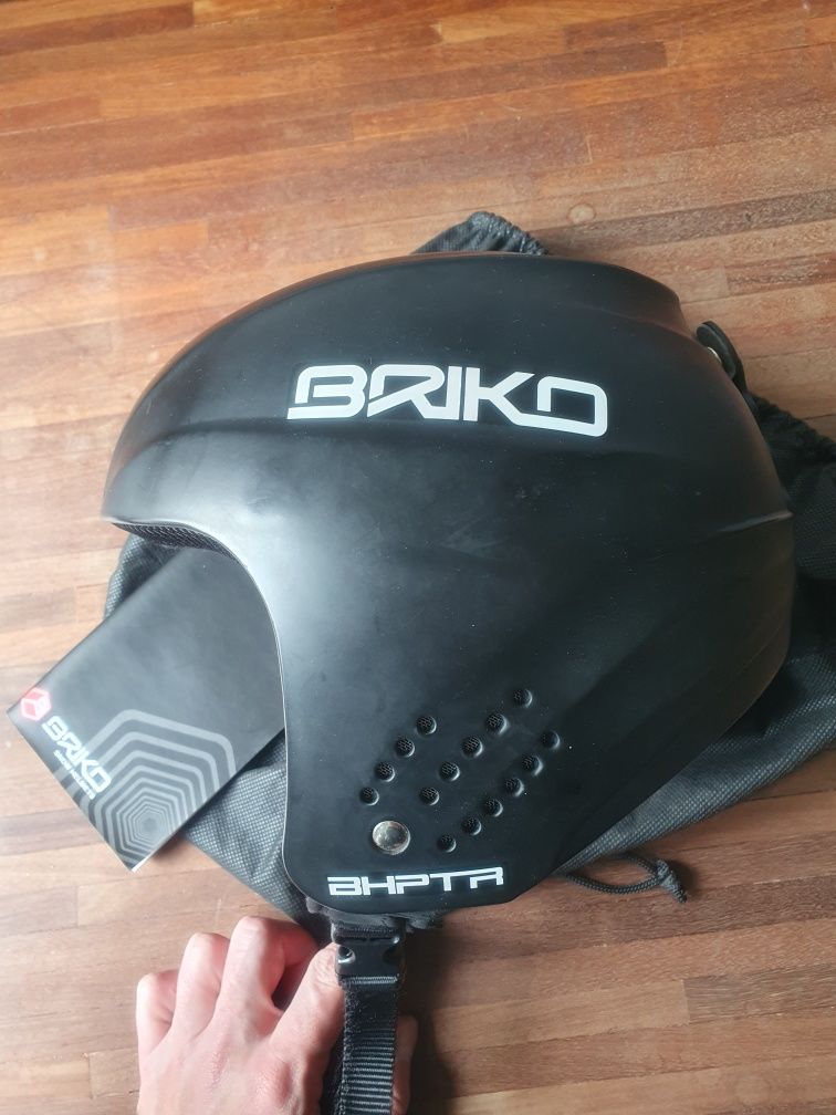 Komplet kask Briko Rookie 58 czarny gogle Cebe niebieskie worek