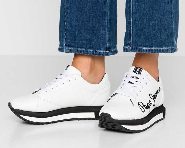 Pepe Jeans Sneakersy białe adidasy wyszywane LOGO - 41 / 26,6 cm