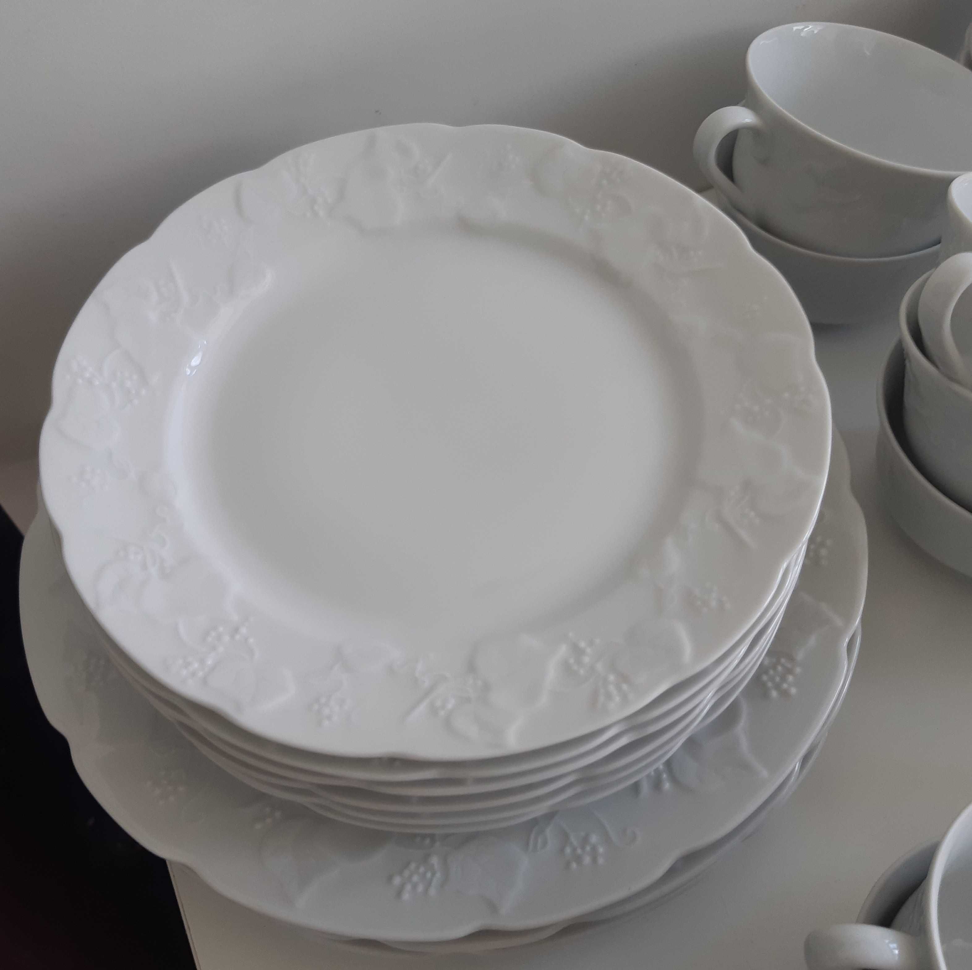 49 Peças Porcelana Lierre Sauvage CNP Serviço Branco Relevos Floridos