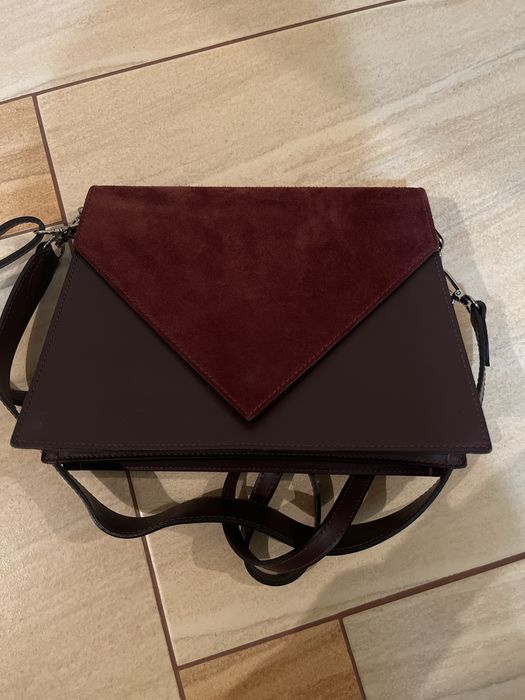 Сумка бордова з справжньої шкіри