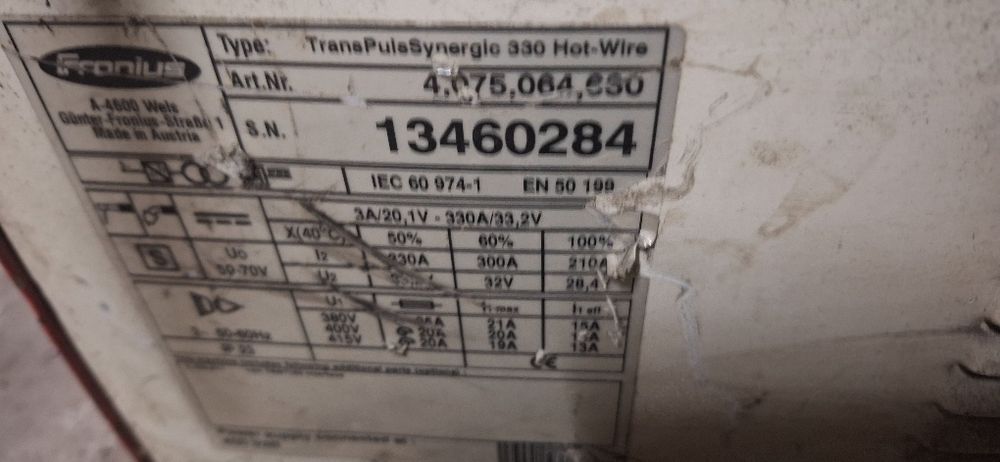 Migomat spawarka źródło energii  Fronius  Tps 330