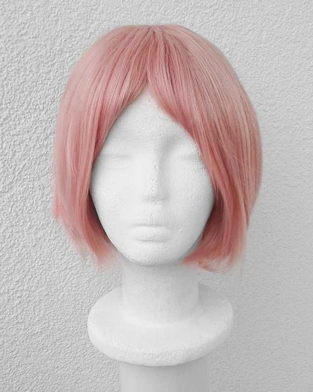 Różowa brzoskwiniowa krótka peruka Sayori DDLC cosplay wig