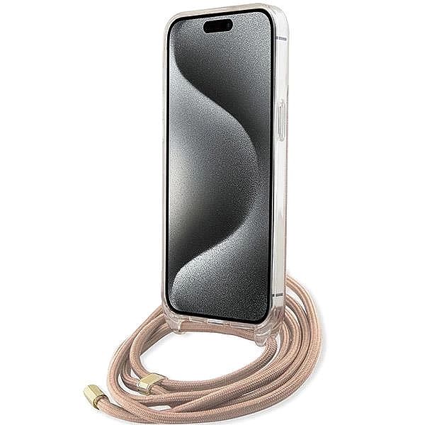 Etui Guess Crossbody Cord 4G Print na iPhone 15 Pro Max - różowe