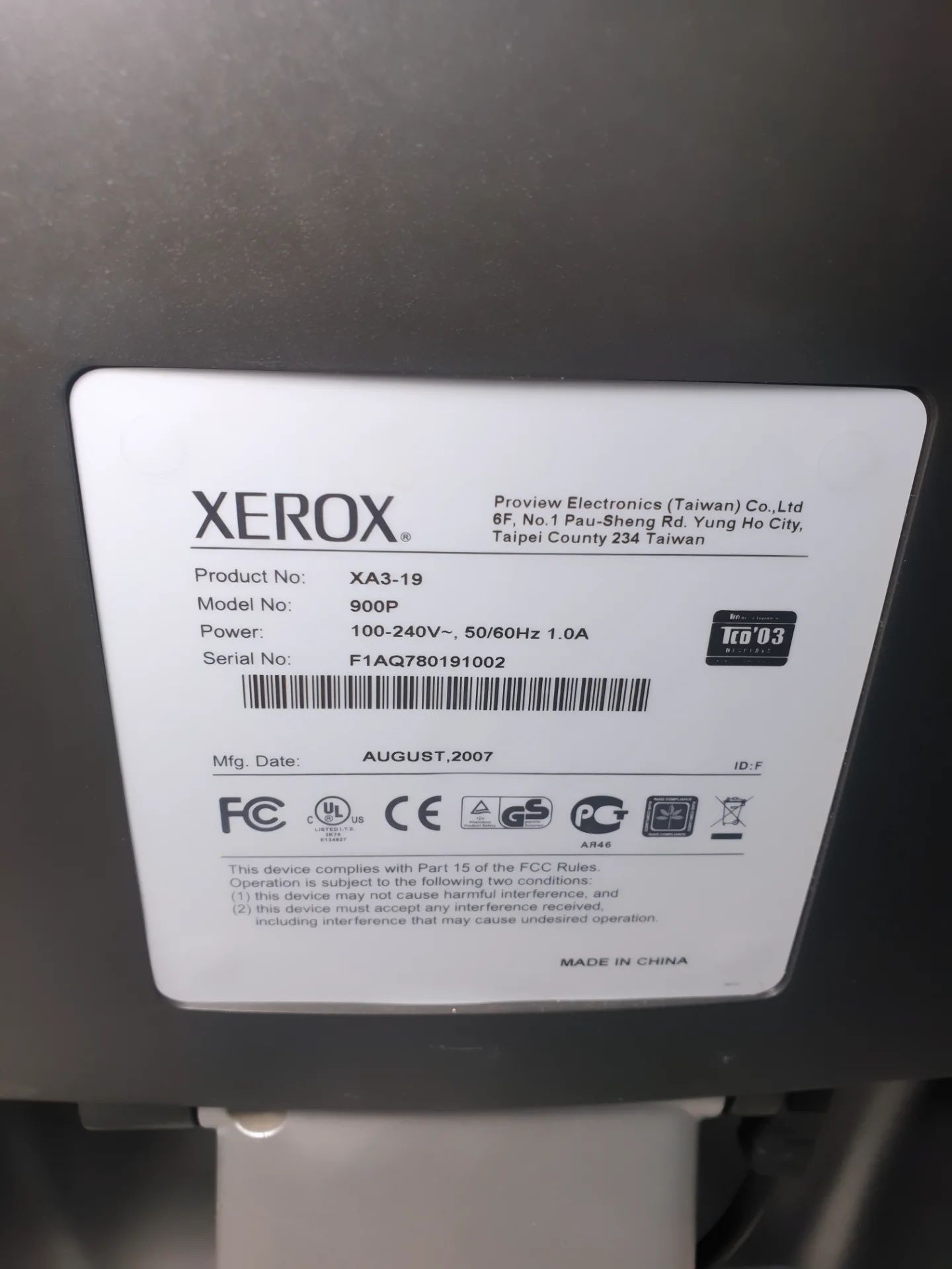 Монітор Xerox LCD