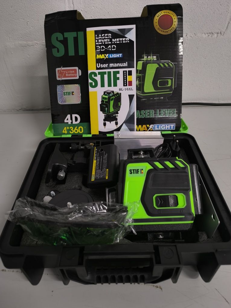 лазерный уровень stif 4D BL-16 XL 16линий+штатив 150см, 2 аккумулятора