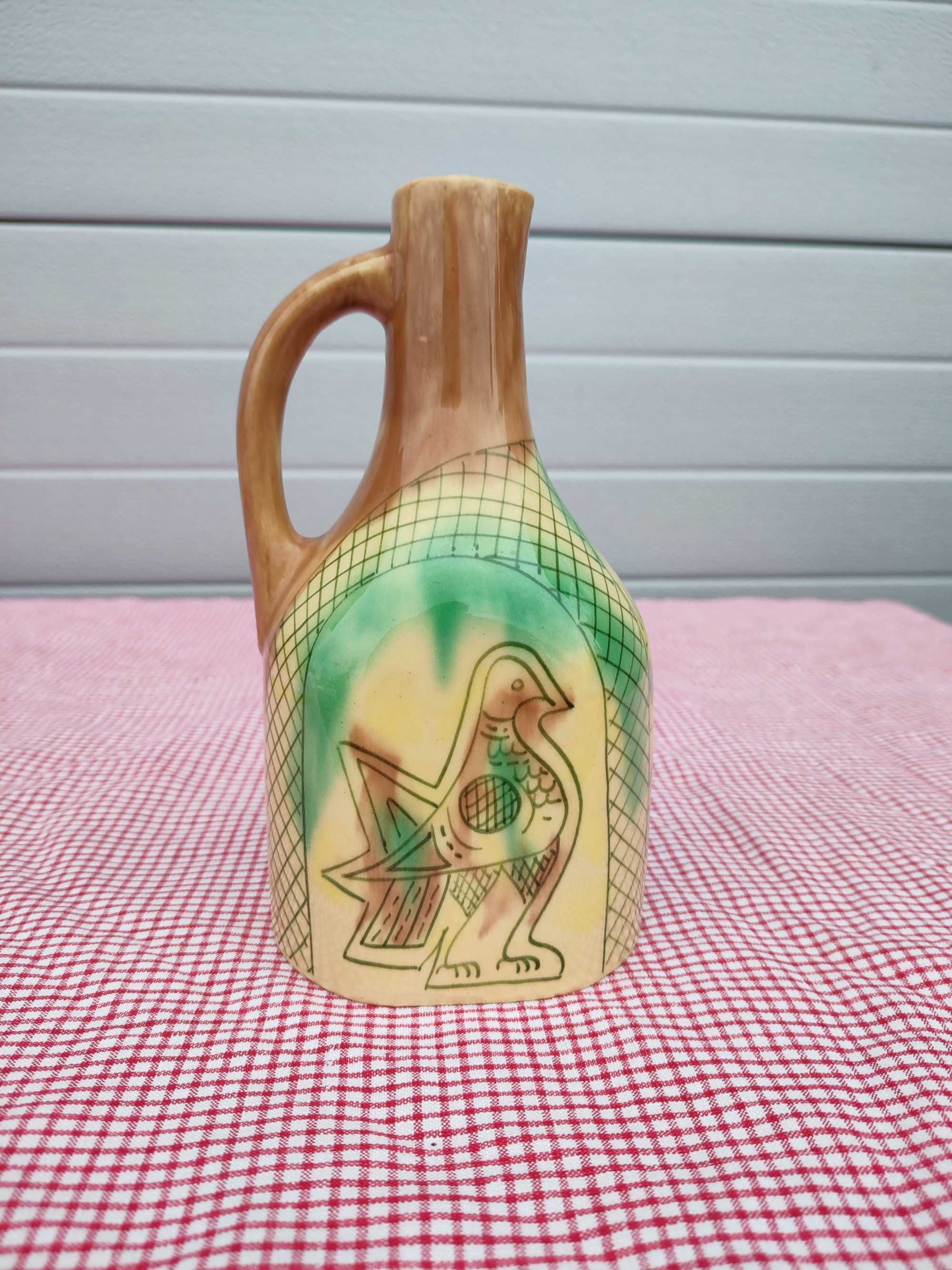 Ceramiczny wazon/dzbanek z gołebiem Vintage