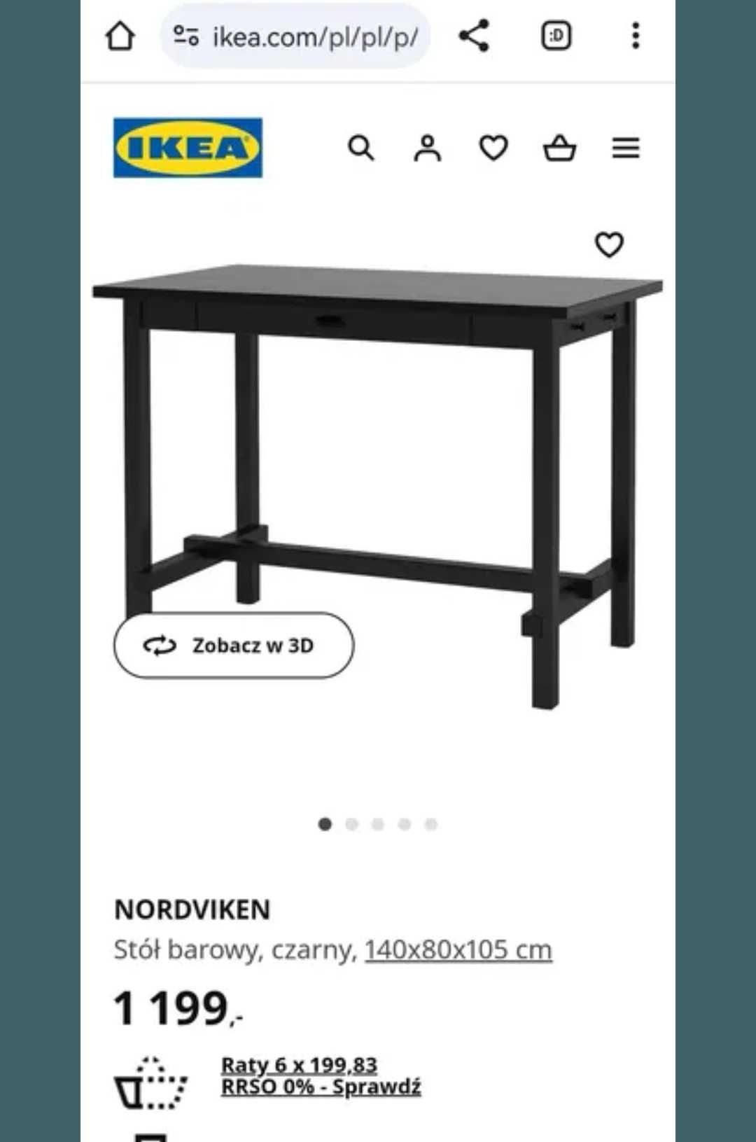 Stół Ikea Nordviken czarny