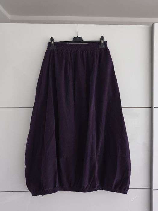 Nowa długa włoska bawełniana sztruksowa spódnica bombka na gumce