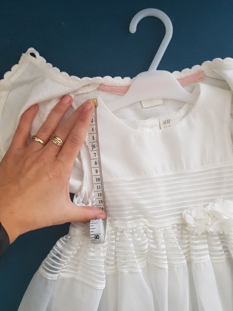 Biała sukienka na chrzest H&M r. 68